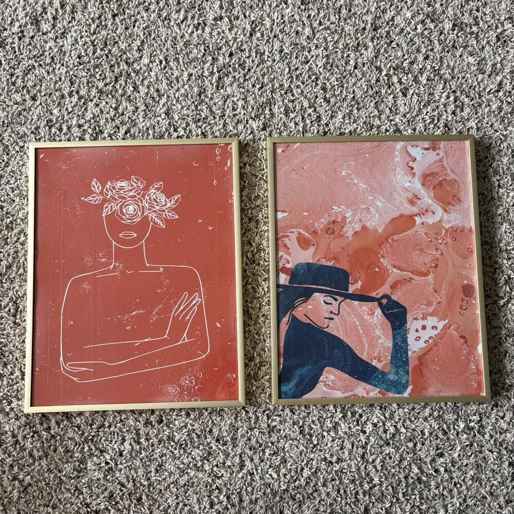 Set of 2 Framed Art Prints, Boho, Girly